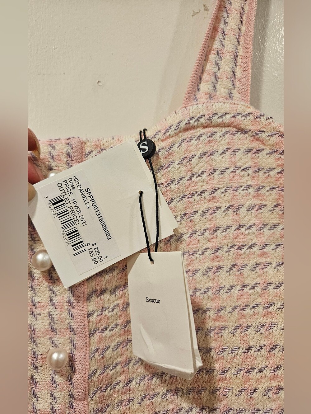 SANDRO Daniella Tweed Cropped Top Rose Pink $220 Paris Size Small NWT - Picture 10 of 16